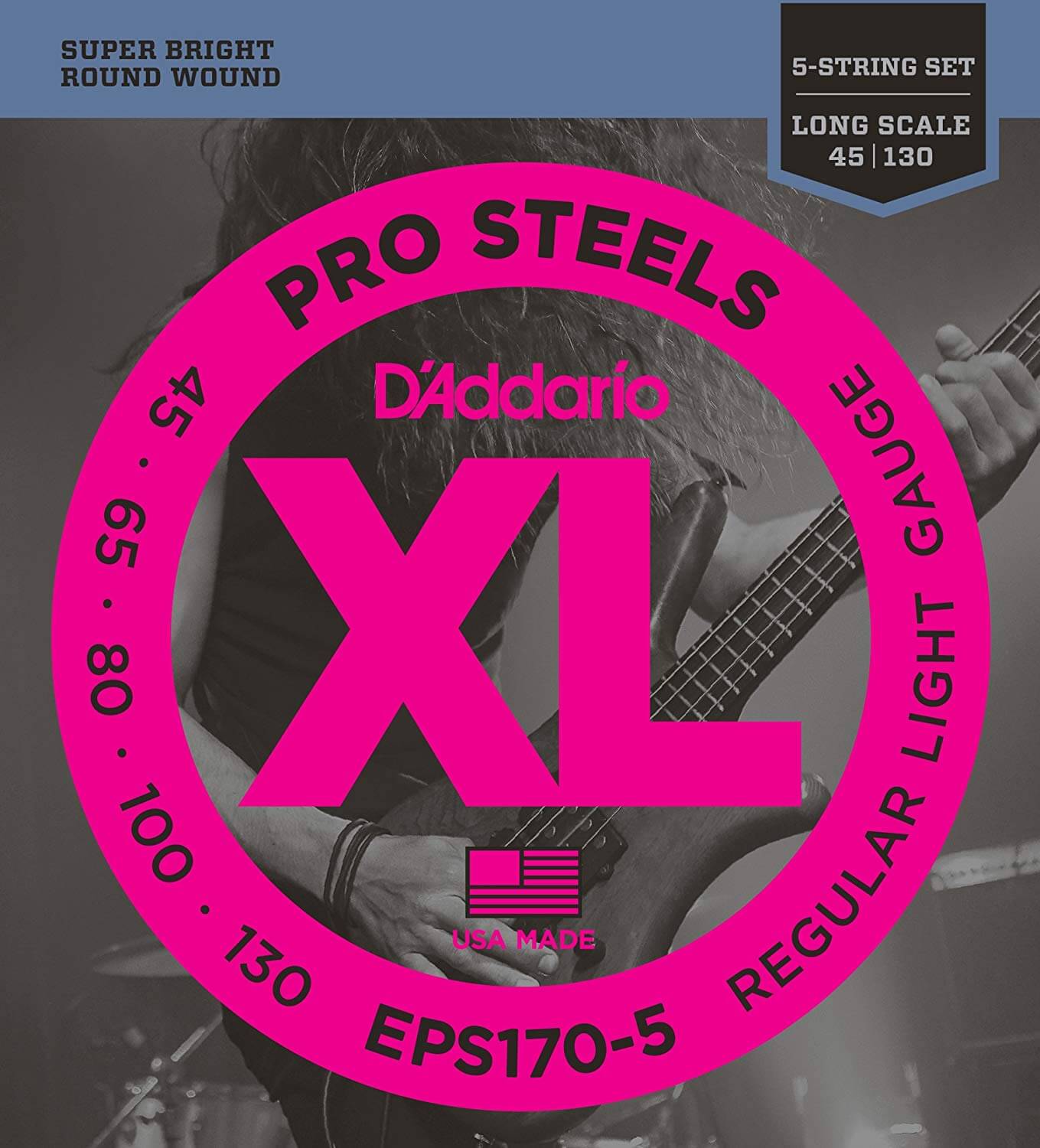 D'Addario EPS170-5 Pro Steels Χορδές 5άχορδου Ηλεκτρικού Μπάσου 45-130-min