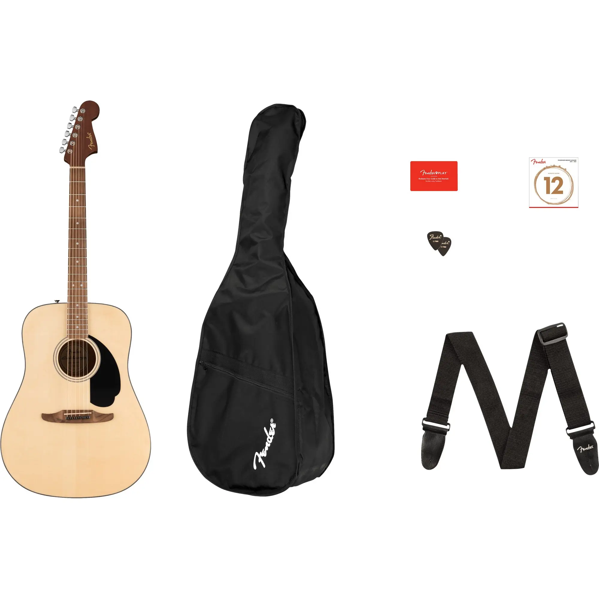 Fender California Standard Redondo Πακέτο Ακουστικής Κιθάρας Natural-min
