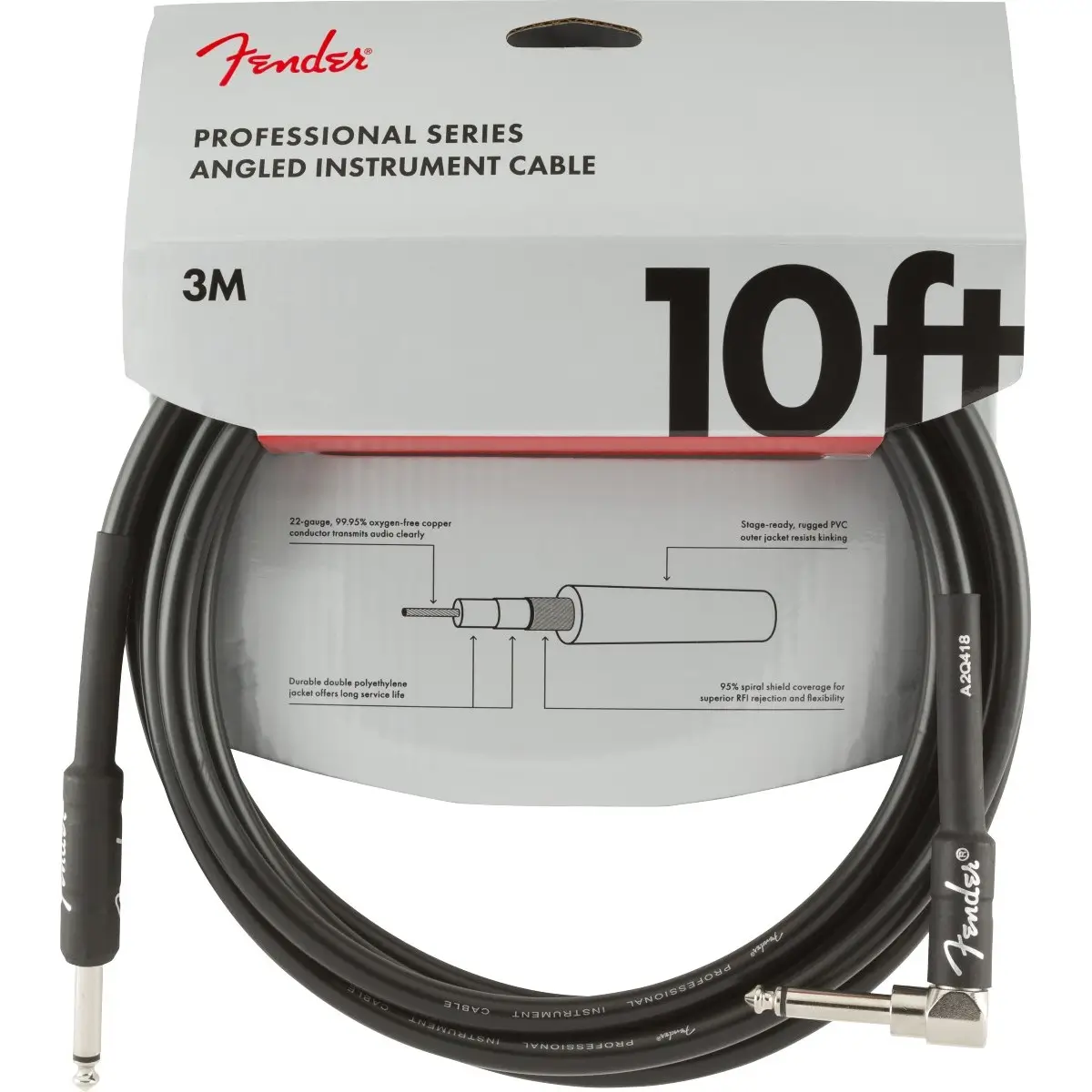 Fender Professional Series Καλώδιο Οργάνου Ίσιο-Γωνία 3m-min