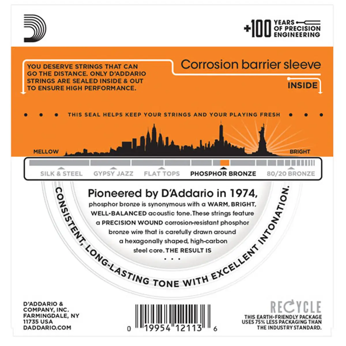 D'Addario EJ15-3D Phosphor Bronze Χορδές Ακουστικής Κιθάρας 10 - 47 (Πακέτο 3 Σετ)-2-min