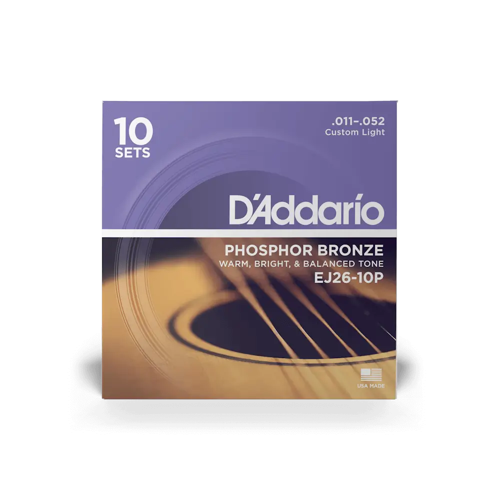 D'Addario EJ26-10P Phosphor Bronze Χορδές Ακουστικής Κιθάρας 11 - 52 (Πακέτο 10 Σετ)-min