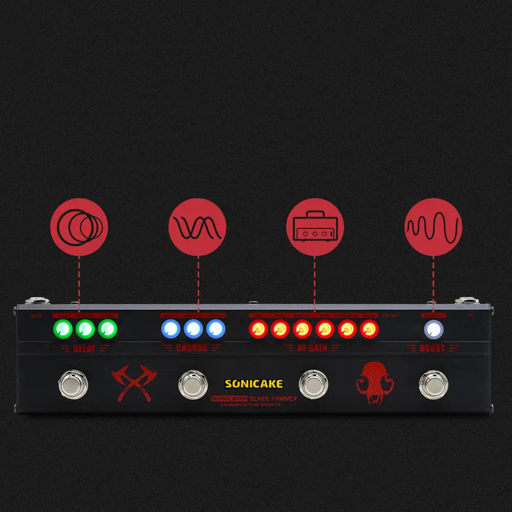 Sonicake Black Hammer Πολυεφέ Ηλεκτρικής Κιθάρας-10