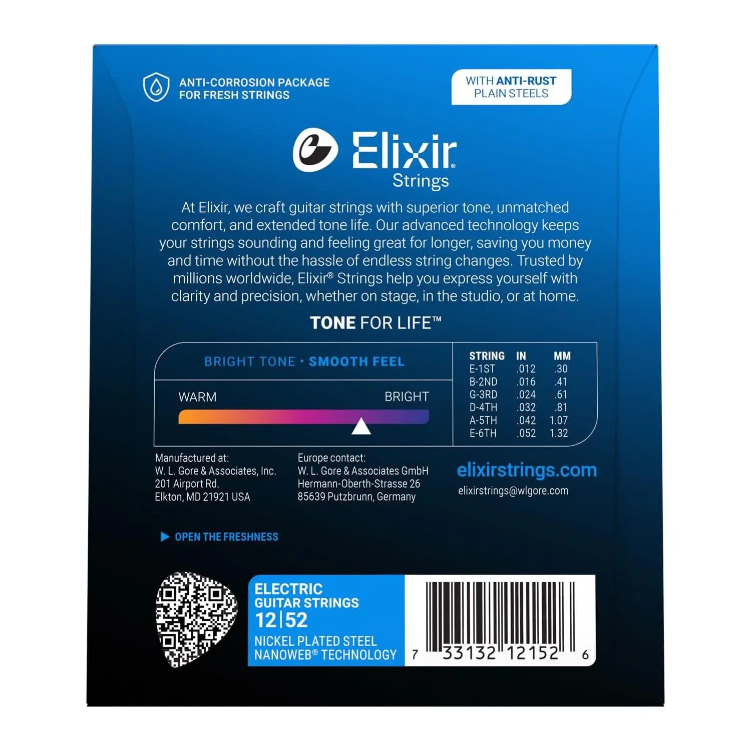 Elixir 12152 Nanoweb Heavy Χορδές Nickel Plated Ηλεκτρικής Κιθάρας 12-52-2