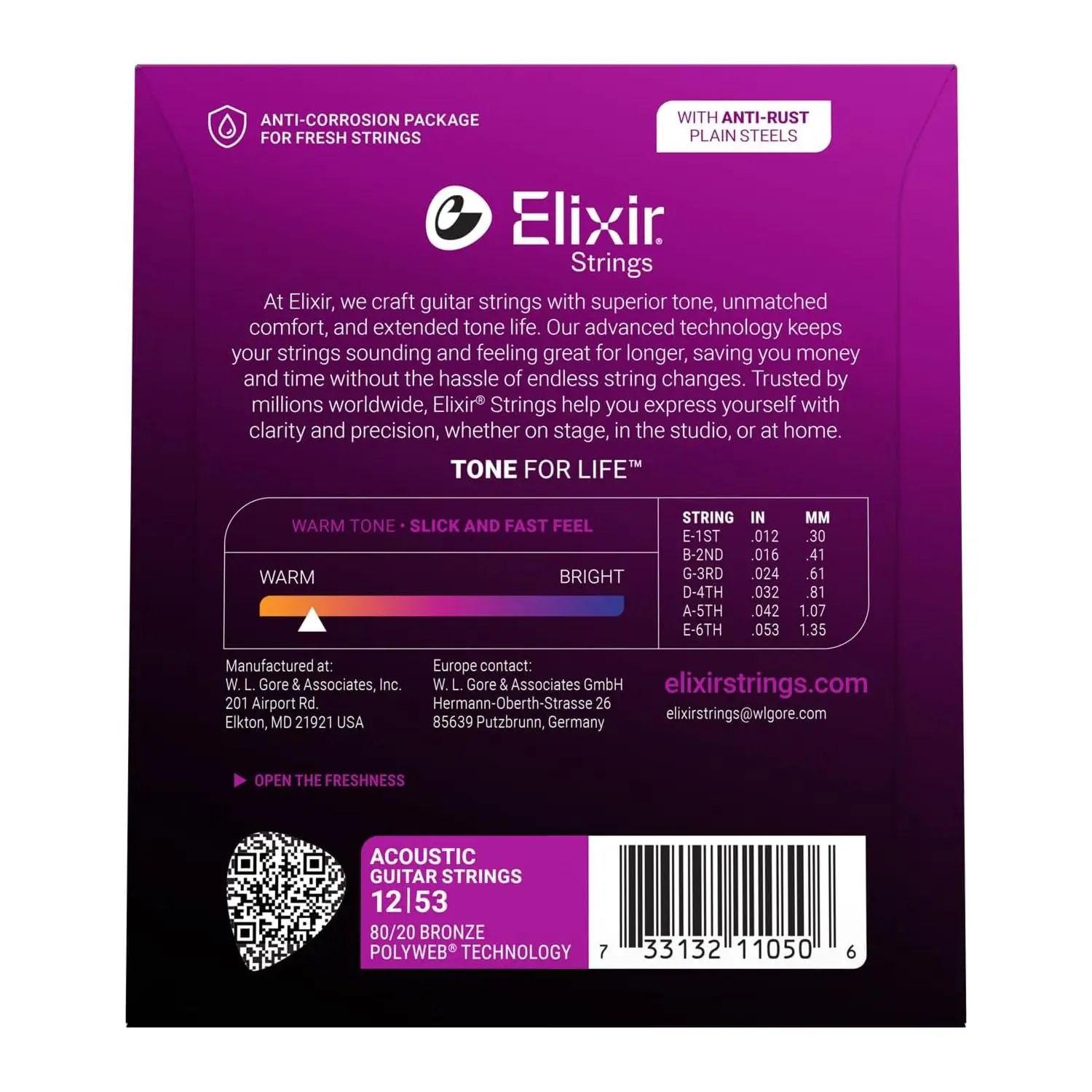 Elixir 11050 Polyweb Light Χορδές 80/20 Bronze Ακουστικής Κιθάρας 12-53-2-min