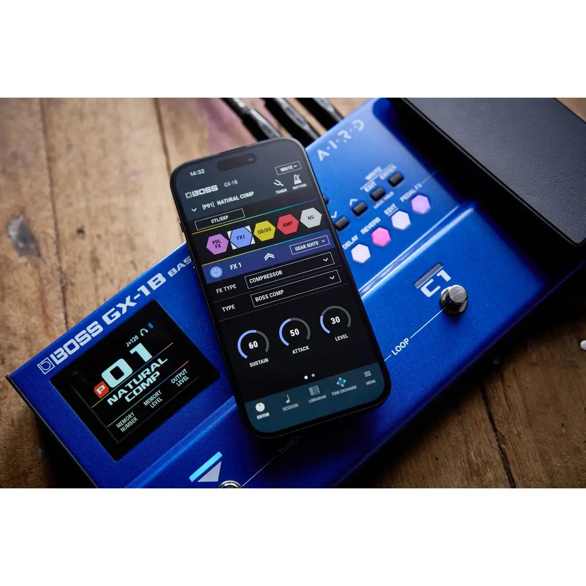 Boss GX-1B Επεξεργαστής Εφέ Μπάσου Μπλε-7