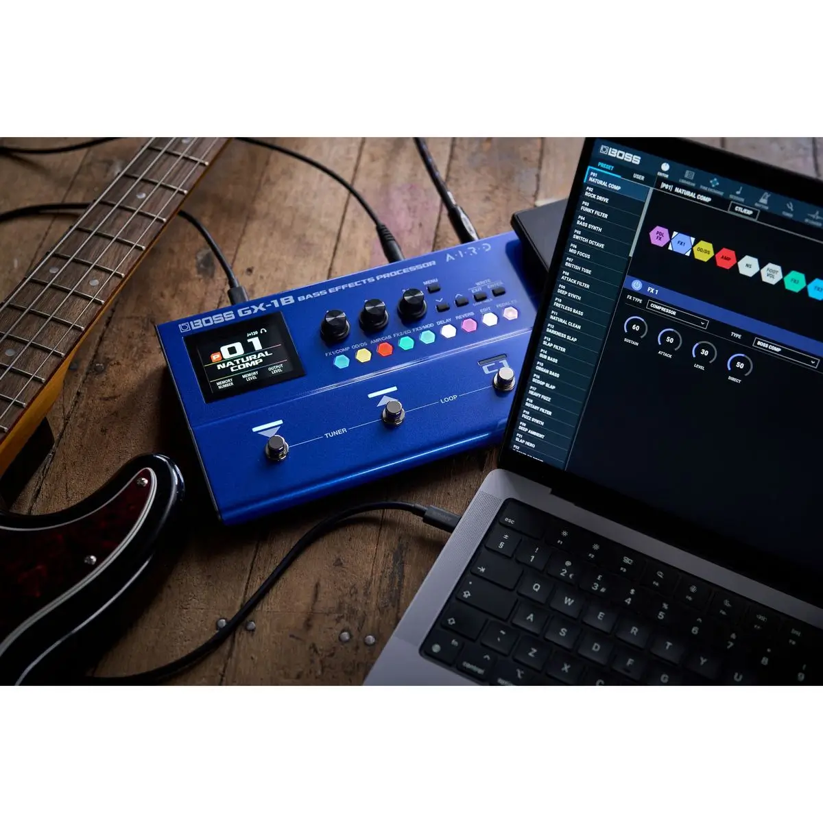 Boss GX-1B Επεξεργαστής Εφέ Μπάσου Μπλε-8