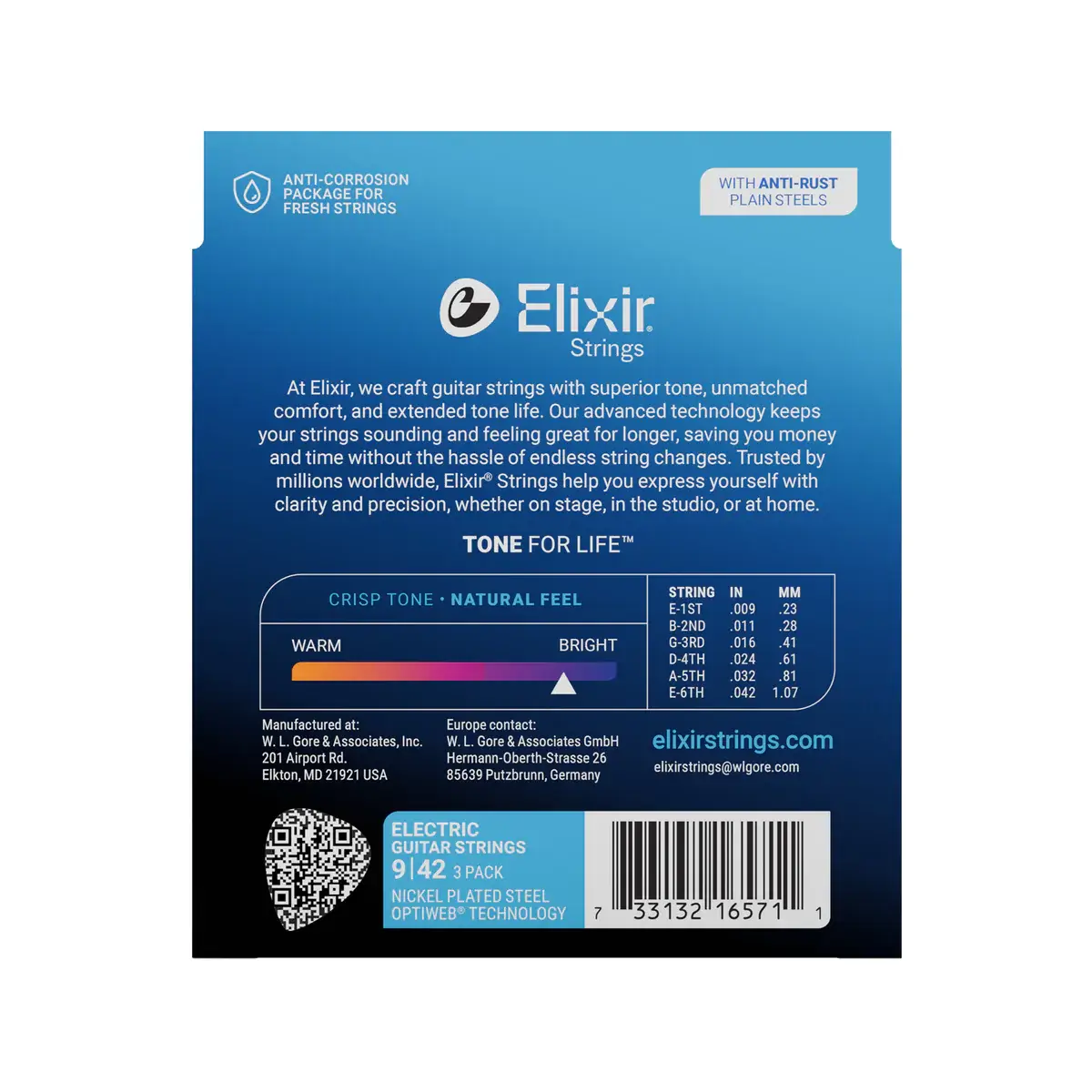 Elixir 16571 Optiweb Nickel Plated Χορδές Ηλεκτρικής Κιθάρας 09-42 (3-pack)-2-min