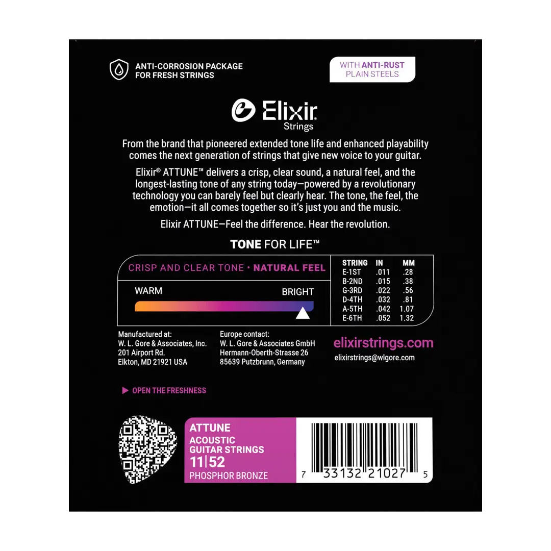 Elixir 21027 Attune Phosphor Bronze Χορδές Ακουστικής Κιθάρας 11-52-2-min