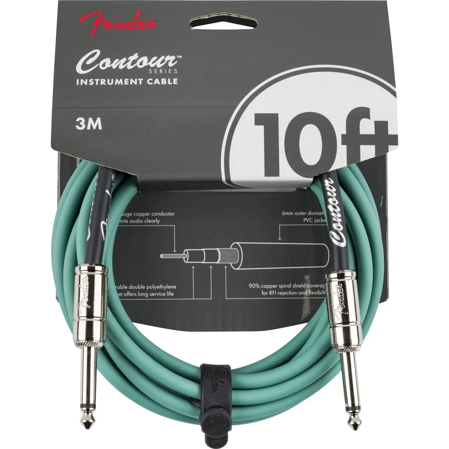 Fender Contour Καλώδιο Οργάνων 6.35mm Mono Jack σε 6.35mm Mono Jack 3m SHG-min