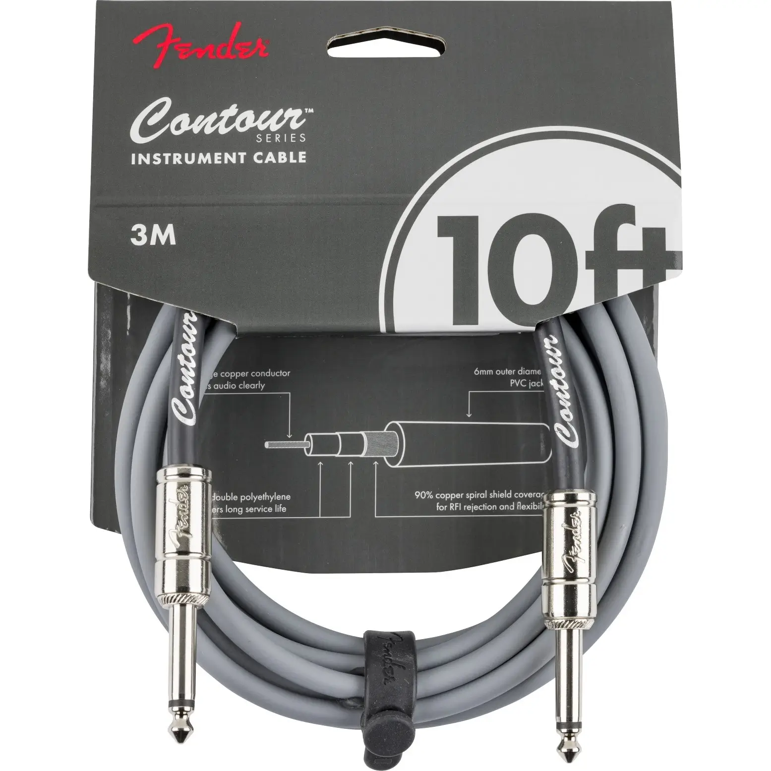 Fender Contour Καλώδιο Οργάνων 6.35mm Mono Jack σε 6.35mm Mono Jack 3m INS-min